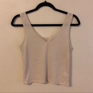 American Eagle | Cream Ribbed Tank Top